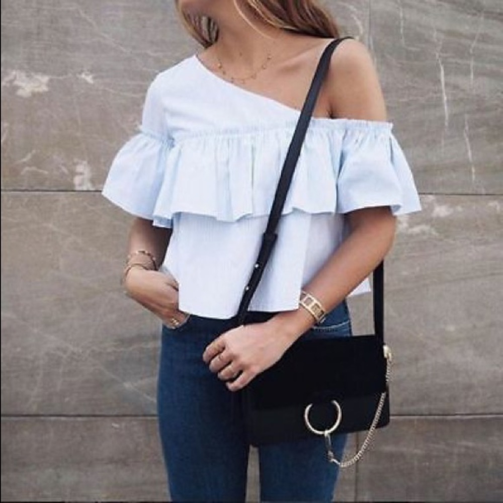 ZARA Trafaluc striped asymmetric top